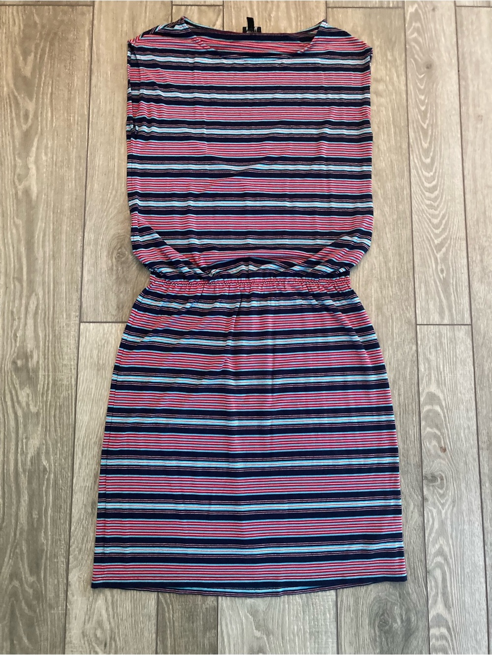 Talbots Striped Navy, Red & White Casual Knit Dress